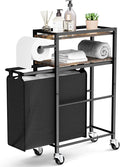 Toilet Paper Holder with Storage Bag & Wheels - Freestanding Bathroom Organizer Holds 9 Rolls for Small Spaces, Essentials Storage Beside Toilet-Brown by OrganizedStorageSimpleLife