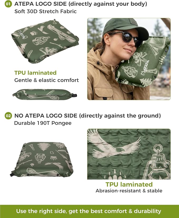 ATEPA Inflatable Seat Cushion | 2" & 2.5" Foam Core Seat Pad, Self Inflating, Compact, Stadium, Airplane, Travel, Camping, Hiking, Sports events - Image 7