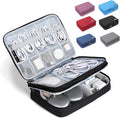 Electronic Organizer Travel Case, Double Layer Cable Organizer Bag | Double-layer design with adjustable dividers, mesh pockets and elastic loops for chargers, cables, power banks and gadgets by Unknown