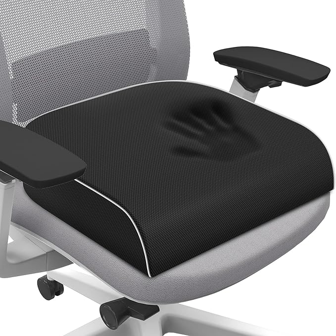 SweetSlubr Seat Cushion, Chair Pad, Memory Foam Large Cushion | Office Chair Cushion for Tailbone Pain Relief, Non-Slip Cover, Soft Support for Office Chair, Car Seat, Airplane,Large/Black by Unknown