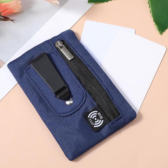 Money Clip, RFID Belt Wallet Travel Wallet Blocking Clip Pocket for Cards Pickpocket Hidden Clips Stash Credit Card Holder Compact Thin Anti-Theft for Traveling(Dark Blue) - Image 7