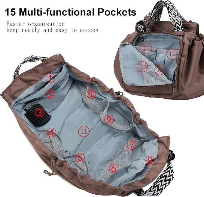 Tote Bag Large Capacity Lightweight Backpack with 15 Pockets Nylon Shoulder Bag for Car Travel Mother Bag - Image 5