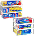 2 Pack Pantry Organization and Storage, Expandable Foil and Plastic Wrap Organizer, Adjustable Kitchen Wrap Organizer Rack for Cabinet, Foil Saran Wrap Holder Shelf for Sandwich Plastic Bags Box, by JUPELI
