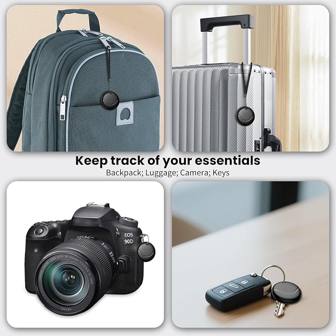 Air Tracker Tags-1 Pack Black, Bluetooth Tracker Works with Apple Find My (iOS Only), Smart Tag with Lanyard, Item Finder for Luggage, Key, Suitcases, Replaceable Battery, IP67 Waterproof Tracking Tag - Image 6
