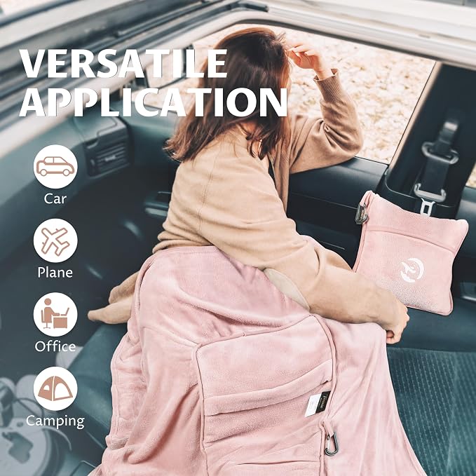 Tirrinia Travel Blanket Airplane Compact with Bag - Cozy Travel Pillow Blanket for Long Flight, Airplane Travel Essentials, Packable and Lightweight Travel Blanket and Pillow Set for Kids & Adults, - Image 8