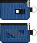 Minimalist RFID Blocking Small Wallet with ID Window,WaterResistant Zip Id Case Wallet with Lanyard Keychain for Cards,Cash,Travel,Women,Men (Electric Blue) by CCUMI