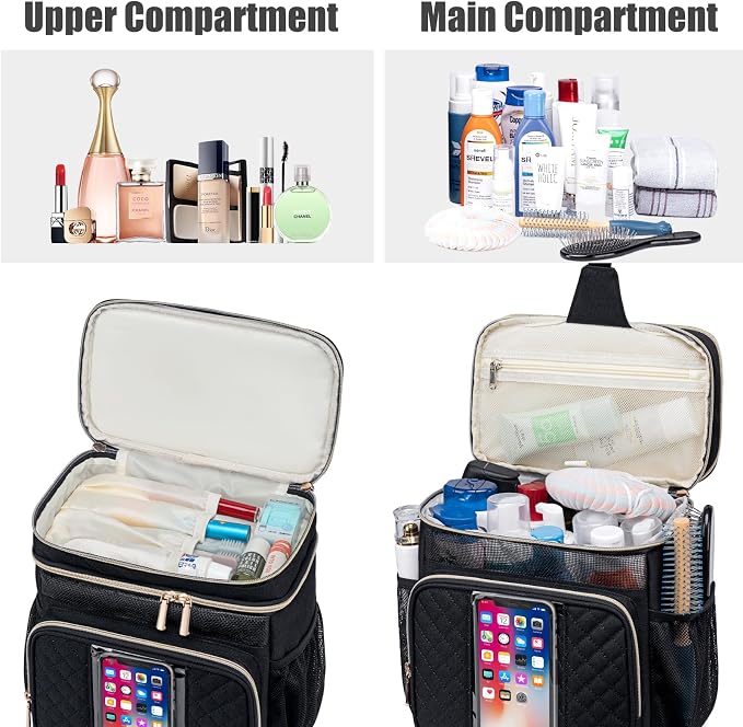 Tealari Large Toiletry Bag for Women Men,Bathroom Bag,Water Resistant Shower Bag,Makeup Bag,Portable Shower Caddy for College Dorm,Hanging Travel Toiletry Bag with Transparent Waterproof Phone Pocket - Image 6