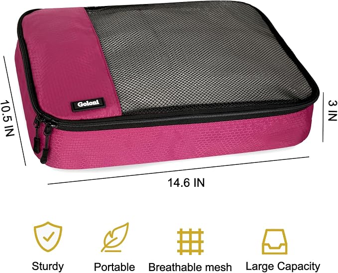 Packing Cubes for Travel Essentials,4 Set Packing Cubes for Suitcases,Lightweight Mesh Luggage Organizer Bag,Pink - Image 5