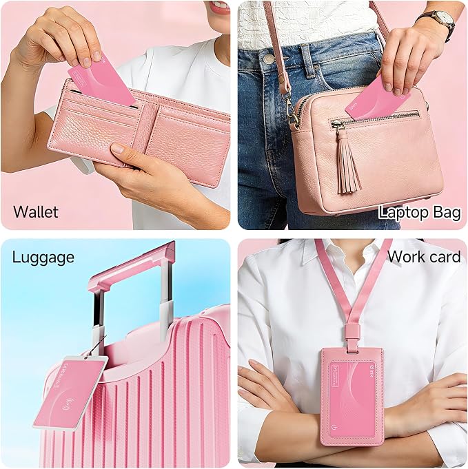 2026 [Apple MFi Certified] (iOS Only) Wallet Tracker Card, Rechargeable Thin Finder, Works with Apple Find My (iOS Only), Item Locator for Luggage Tags, Passports, Phone (Pink, 1) - Image 6