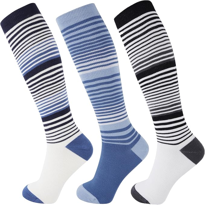 +MD 3 Pairs Bamboo Viscose Compression Socks for Women Men 15-20mmHg Knee High Support Stockings for Pregnancy Nurse Travel by MD