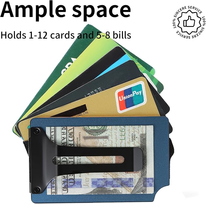 Slim Wallet for Men,RFID Blocking Minimalist Metal Wallet, Money Clip/Cash Holder, Front Pocket Aluminum Credit Card Holder, Ideal Gift for Men,Matt Dark Blue - Image 2