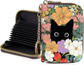 Credit Card Holder for Women,Small Rfid Wallet with Keychain Zipper,Cute PU Leather Card Case Wallet，Accordion Credit Card Wallets Gift,Colorful Flowers and Cats by Unknown