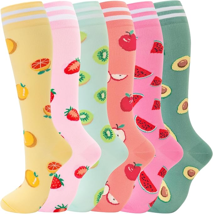 fenglaoda Compression Socks for Women Men Support Circulation 6 Pairs Socks For Nurse, Travel, Flight by fenglaoda