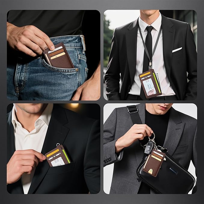 Mayski Slim Wallet, Credit Card Holder for Women, Minimalist Front Pocket RFID Blocking Card Cases, Small Wallet Women Men(Lichee Coffee) - Image 4