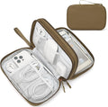 FYY Electronic Organizer, Travel Tech Pouch Bag, Large, Brown | Wrist Strap, Waterproof, Double Layers Portable Electronics Travel Carrying Case for Cord, Charger, Daily Business Trips Use by FYY