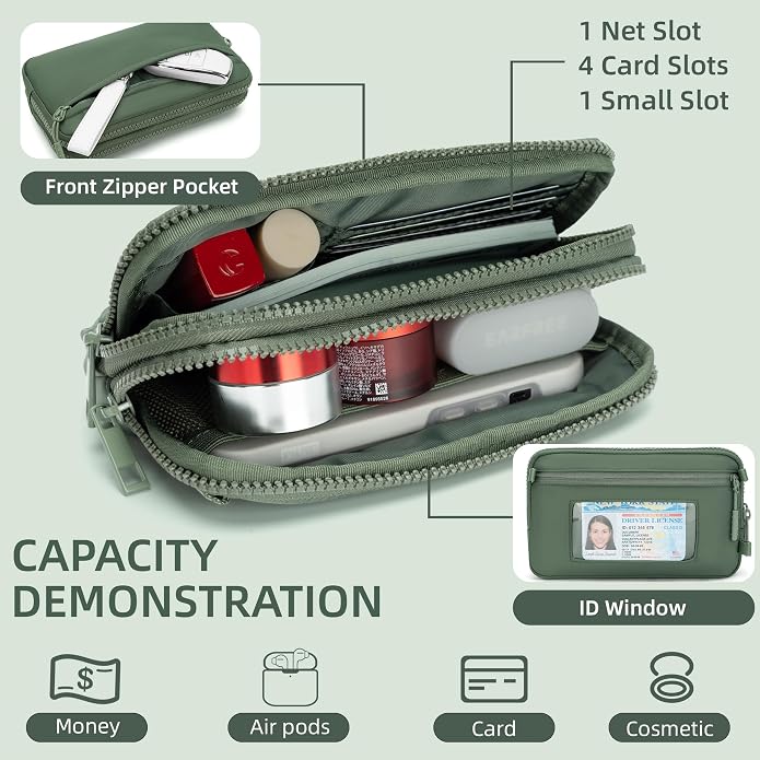 FODOKO Wristlet wallets for Women RFID crossbody bags with 4 Zippers | Checkered quilted nylon with credit card slots, cell phone organizer, and coin purse for travel and everyday carry - Image 4