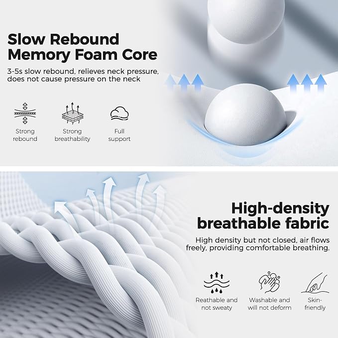 Neck Pillow for Traveling, Travel Pillows for Airplanes 2025 New 100% Pure Memory Foam, Neck Pillow Airplane with 360º Ergonomic Design, Travel Neck Pillows for Airplanes, Office and Car - Image 4