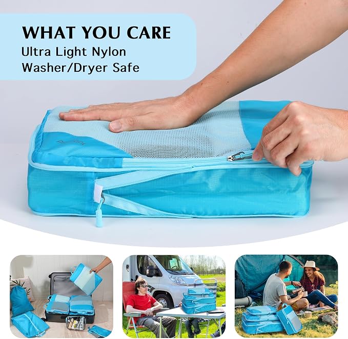 PFEYRPK Lightweight Compression Packing Cubes for Suitcases, Compressible Expandable Travel Packing Organizer with Clear Toiletries and Backpack Bag, Travel Essentials for Carry on Luggage 7 Set - Image 2
