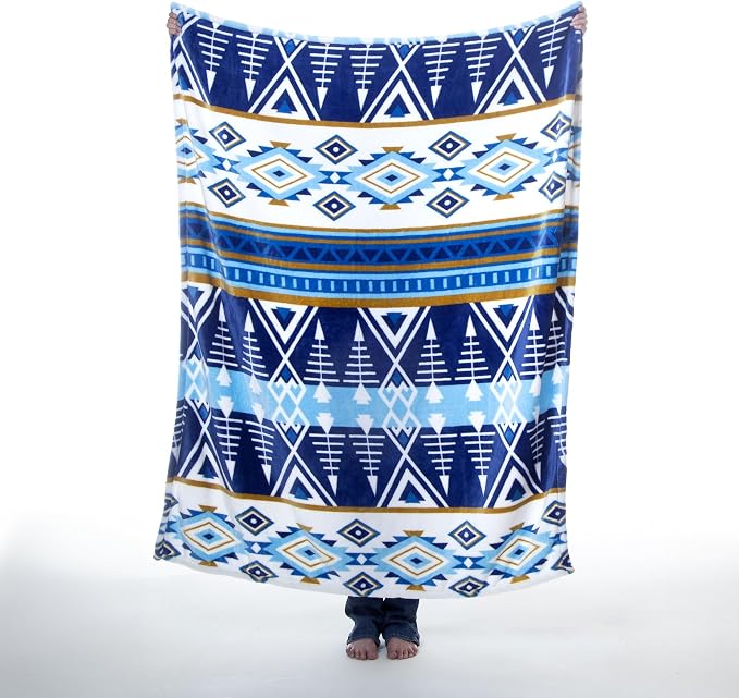 Carstens, Inc. Travel Blanket, Premium Compact 2-in-1 Airplane Blanket/Pillow, Open Sky Blue Aztec - Image 2