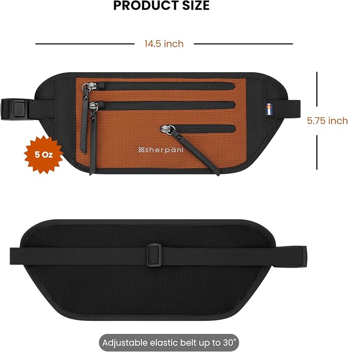 Sherpani Jett, Travel Money Belt, Secure Waist Bag, Slim Passport Holders, Blocking Hidden Wallet Belt Bag, Fanny Pack for Women, Travel Gift, RFID Protection (Morocco) - Image 3