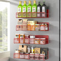 DTUQYX Magnetic Spice Rack for Refrigerator, 4 Pack 100% Metal Strong Magnet Fridge Shelves, Space Saving Spice Organizer, No Drilling Moveable Home Kitchen Laundry Room Storage Organization, Red by DTUQYX