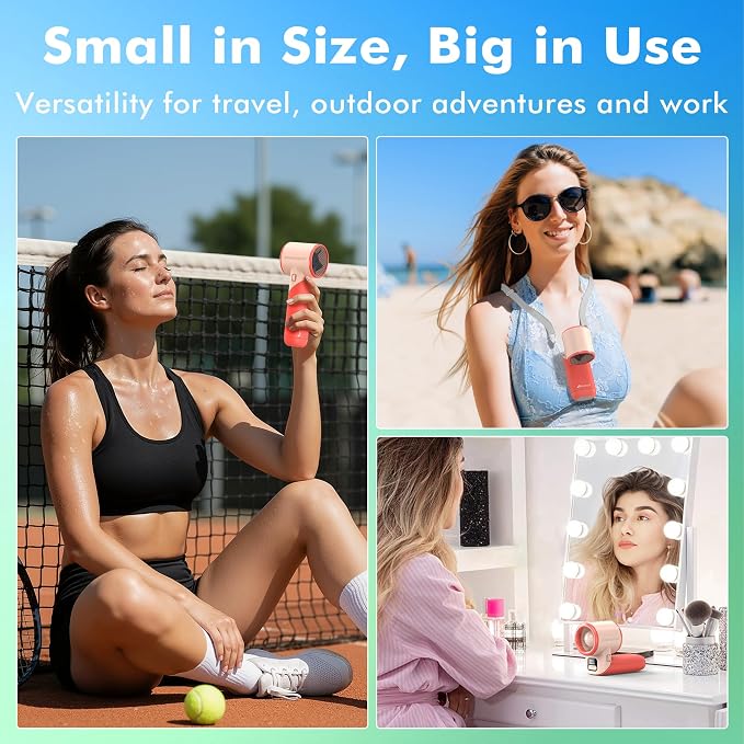 AMACOOL Portable Handheld Turbo Fan丨5 Speed Foldable Hand Fans丨Max 20 Hours Runtime丨Rechargeable Mini Pocket Cooling Fan for Travel, Outdoor Activities, Gifts for Women - Image 4