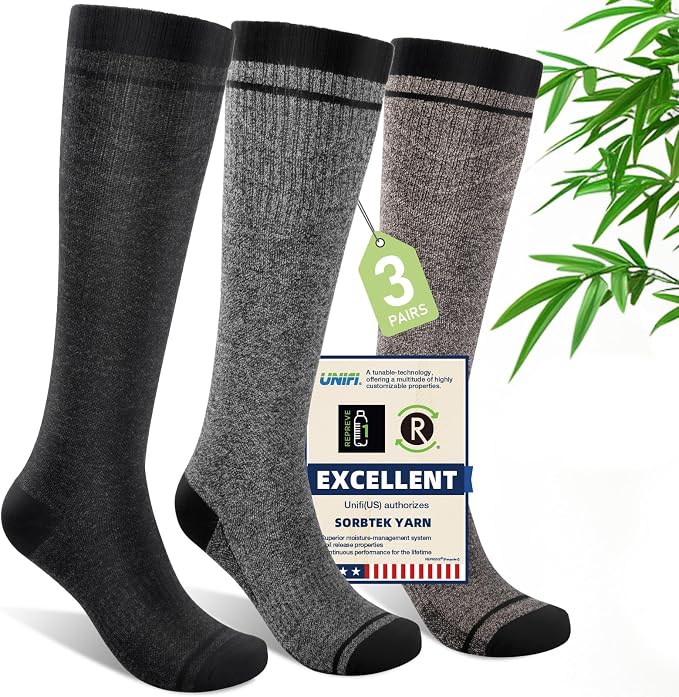 Compression Socks Women & Men, 15-20 mmHg Bamboo Viscose Knee High Soft Support for Flying Travel Daily by Unknown