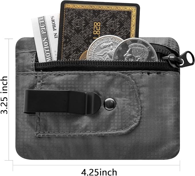 KOSMCCO RFID Blocking Clip Stash Pocket Travel Belt Wallet, Grey | Compact Hidden Design, For Cards & Cash, Slim Pickpocket-Proof, Everyday Carry - Image 7