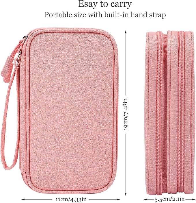 Electronic Organizer Travel Cable Accessories Bag, Electronic Organizer Case, Electronic Accessories Organizer Bag for Power Bank, Charging Cords, Chargers, Mouse, USB Cable, Earphones (Light Pink) - Image 2