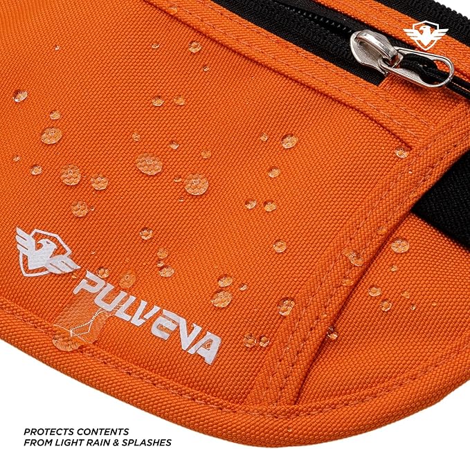 PulvenaHidden Money Belt For Travel Passport Wallet, Slim RFID Blocking Passport Holder For Travel Women And Men, Undercover Anti Theft Bag Waist Pouch Orange - Image 5