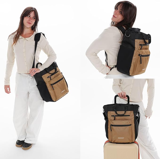Sherpani Soleil, Anti Theft Convertible Backpack Tote (Brown Sand) | 18L Travel Shoulder Bag, Everyday Crossbody Purse, RFID Protection, Business Daypack, Travel Gift for Women, Fits 13" Laptop - Image 2