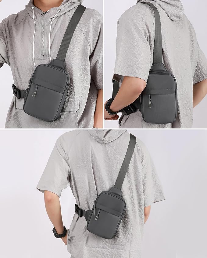 Peicees Travel Sling Bag for Men Small Crossbody Bag Anti Theft | Mini Chest Bag, Passport Bag, Water-resist Oxford, Pickpocket Theft Proof, 2.2L Compact Size, Adjustable Strap - Image 7