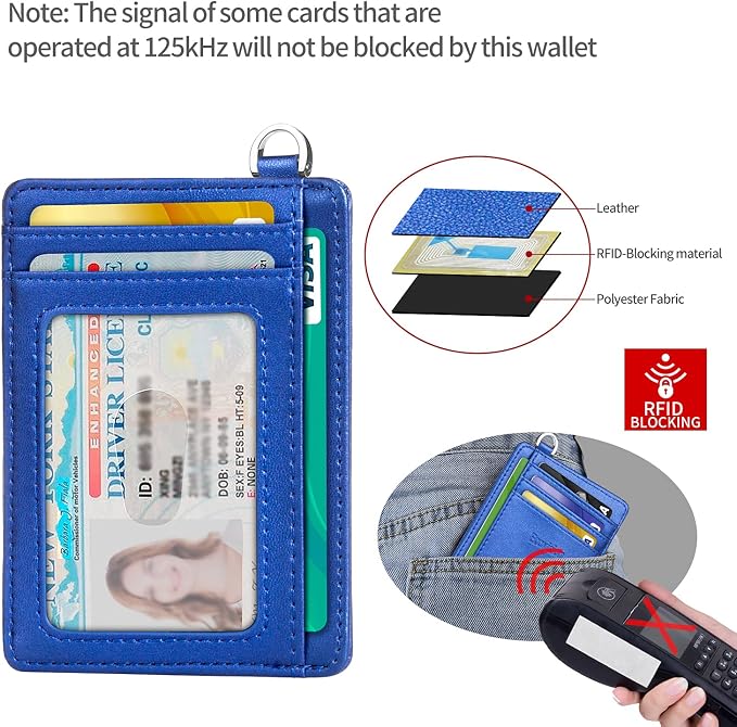 Slim Minimalist Front Pocket Wallet, RFID Blocking Credit Card Holder Wallet with Detachable D-Shackle for Men Women - Image 4
