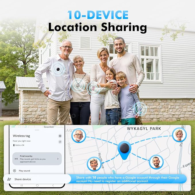 Bluetooth Tracker 4-Pack Smart Tag for Android & Samsung | IP66 Waterproof,100db, Item Finder for Keys, Wallet, Luggage. Works with Google Find Hub(White) - Image 5
