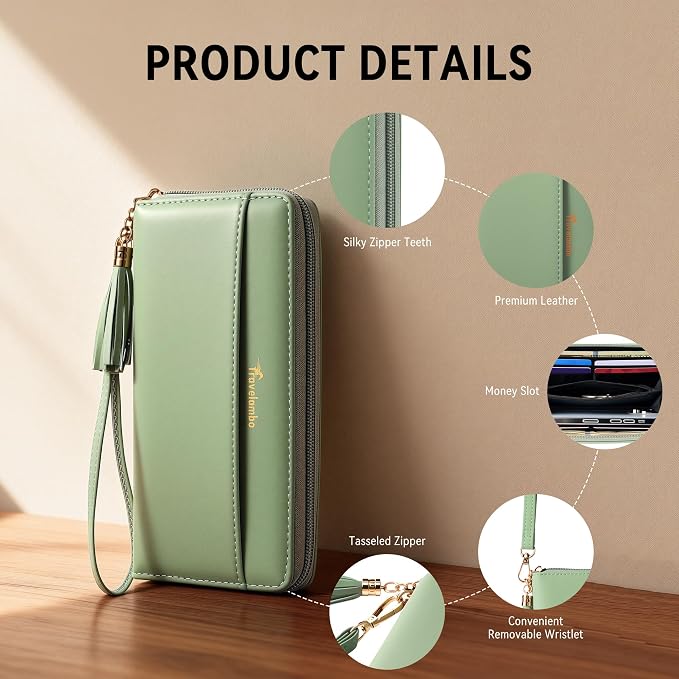 Travelambo Wristlet Wallet Women RFID Bifold Large Capacity Clutch Purse | Tassel, Zipper Coin Pocket, Card Holder Wallet, Gifts for Women - Image 5