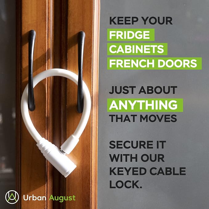 Child-Proof Refrigerator Lock for Kids & Adults - Lock for French Door Fridge and Cabinet (Small, White - 2 Pack) - Image 2