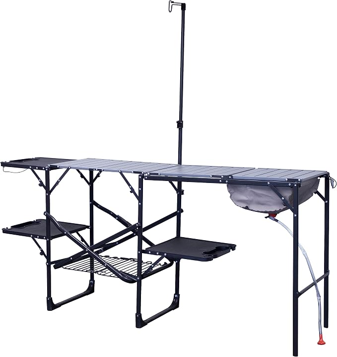 GCI OUTDOOR Master Cook Station | Portable Folding Kitchen Table with Soft Shell Sink, Heat Resistant Tabletop & Telescoping Lanter Pole, Perfect for Camping Trips by GCIOUTDOOR