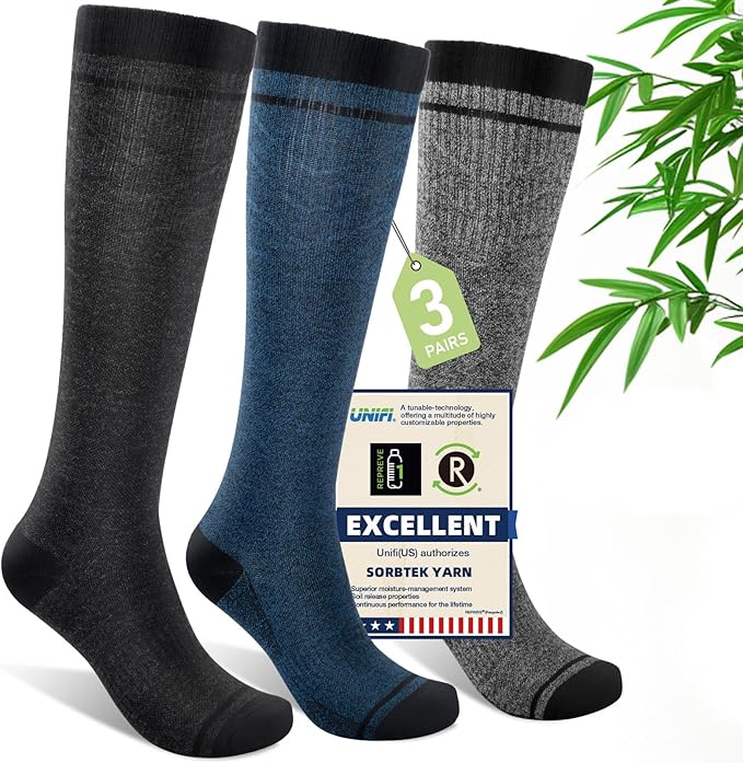 Compression Socks Women & Men, 15-20 mmHg Bamboo Viscose Knee High Soft Support for Flying Travel Daily by Unknown