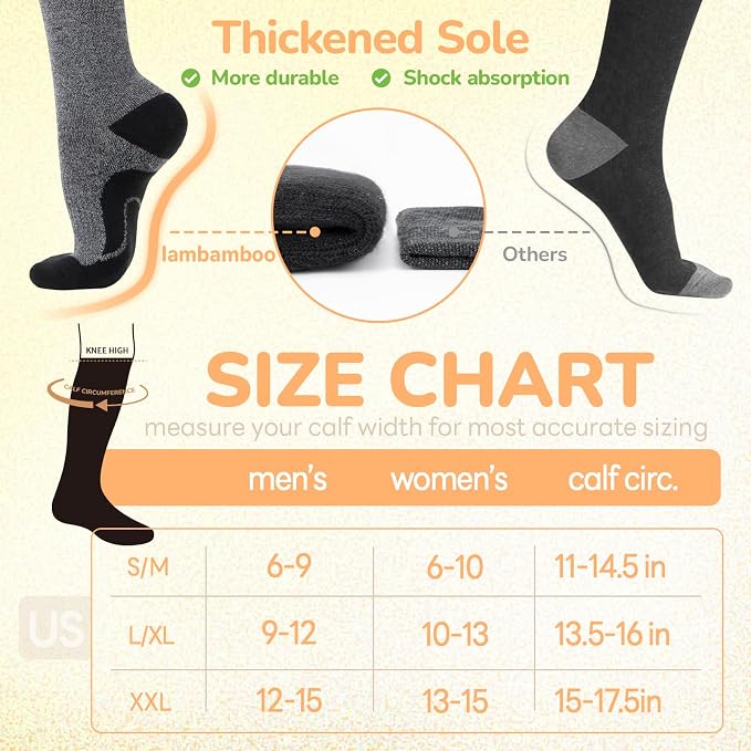 Merino Wool Compression Socks for Women Men 15-20 mmHg for flying | Soft & Breathable for Travel, Running - Image 6