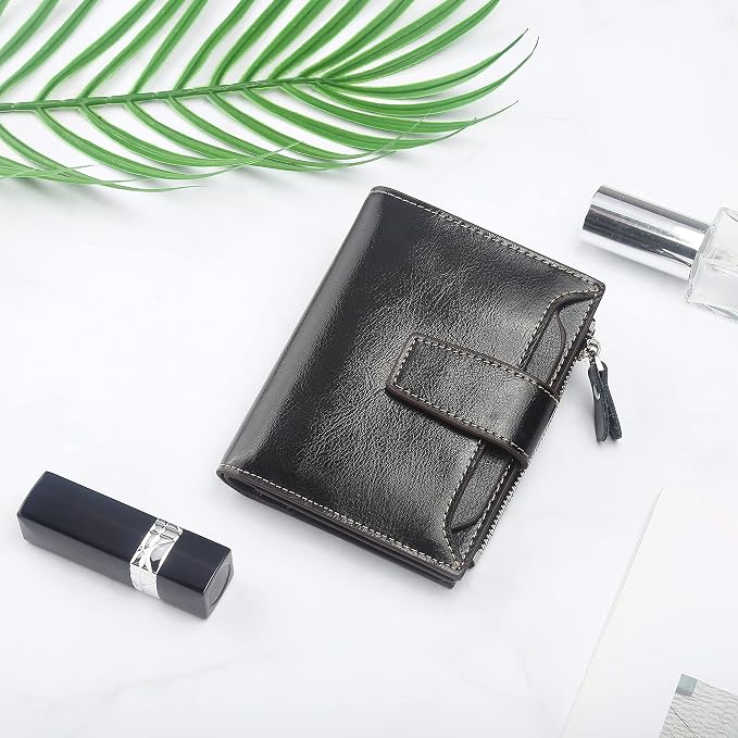 Small Compact Women Wallet RFID Blocking Genuine Leather Bifold Purse with ID Windows - Image 6