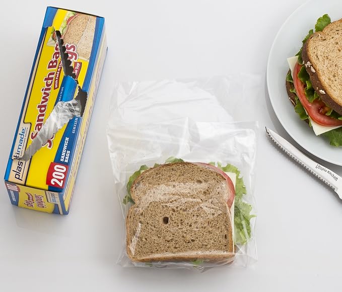 Disposable Plastic Sandwich Bags With Fold Close Top 400 Bags, Great For Home, Office, Vacation, Traveling, Sandwich, Fruits, Nuts, Cake, Cookies, Or Any Snacks (4 Packs) - Image 3