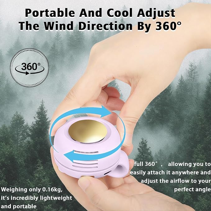 Portable Clip-On Fan, Mini USB Rechargeable 360° Rotatable Fan, Personal Fan 3-Speed Silent Mini Bladeless Fans (1 pack(Purple)) - Image 4