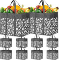Reusable Grocery Bags Foldable Tote Bags bulk Shopping Bags 10-Pack, Grey | Reinforced Handles Shopping Bags for Groceries Heavy Duty Kitchen Reusable Grocery Bags with Waterproof Coating by WOWBOX