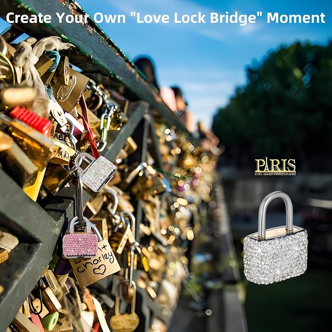 2 Pcs Small Locks with Keys Mini Luggage Locks Bling Padlock with Key Metal Lock for Locker Suitcase Bag(White+Black) - Image 2