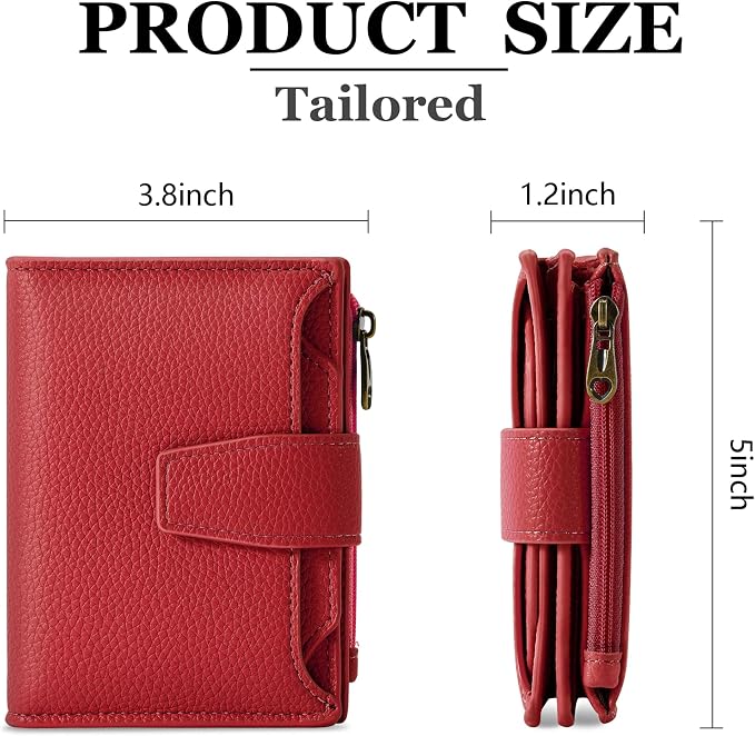 Small Wallet Women RFID Blocking Leather Bifold Compact Card Holder Wallet for Women with Zipper Coin Pocket 4 ID Window - Image 3