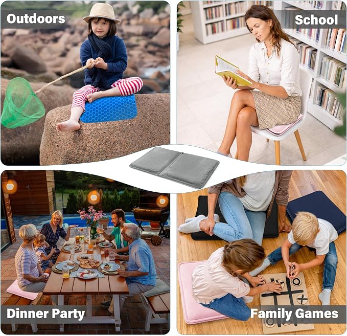 SPRING SEAON Large Gel Seat Cushion for Pressure Relief, Honeycomb Design | Extra-Thick Gel Filling, Honeycomb Design, Anti-Slip Bottom, Long-Sitting Comfort for Travel, Airplanes, Office & Cars - Image 9