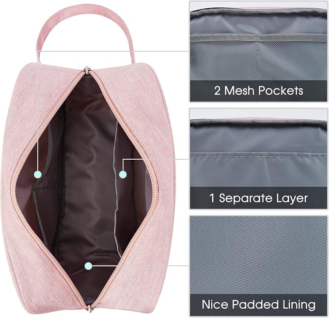 Narwey Travel Toiletry Bag for Women Traveling Dopp Kit Travel Bag for Toiletries Cosmetic Bag Makeup Bag Medicine Bag for Traveling (Pink) - Image 5