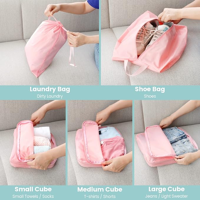 Cambond Compression Packing Cubes for Travel - Luggage Suitcase Organizer | Compression Zip Design for Space-saving, Expandable, Lightweight, Keep Clothes Sorted, Luggage Space Tidy, Carry on Pack Fast - Image 7