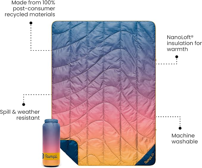 Rumpl Travel Puffy Blanket, Ultra-Packable Travel-Size Warmth and Comfort, Horizon Fade - Image 3
