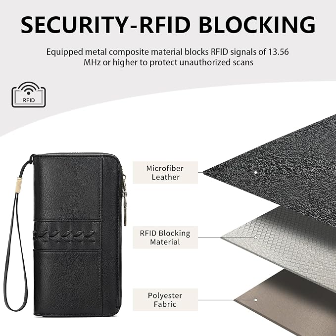 Wallets for Women Trifold Wristlet Wallets Large Capacity RFID Blocking Ladies Purse Credit Card Holder - Image 6